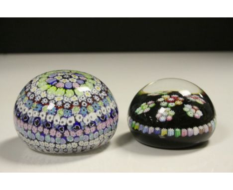 Vintage Perthshire Glass Paperweight with coloured cane design and "P" cane to centre, approx 7.5cm diameter, with original l