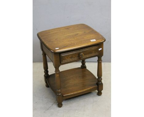 Ercol ' Golden Dawn ' Elm Lamp Table with Single Drawer and Shelf below, 47cms wide x 54cms high