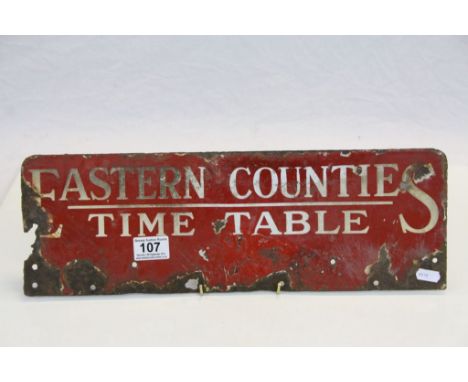 Vintage "Eastern Counties" Enamel Bus Time Tables sign, approx 46 x 15cm