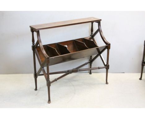 19th century Style Mahogany Library Side Table with Five Section Book Trough below, raised on turned slender supports with pa