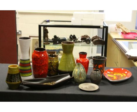 Quantity of West German studio pottery to include vases and Poole pottery 
