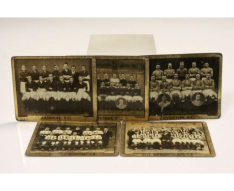 Five Rare Early 20th century ' Topical Times ' Metal Plaques of  1930's Football Clubs West Bromwich Albion, Sheffield Wednes