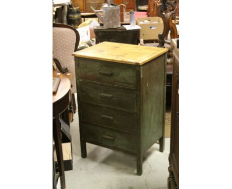 Vintage part painted pine four drawer chest 