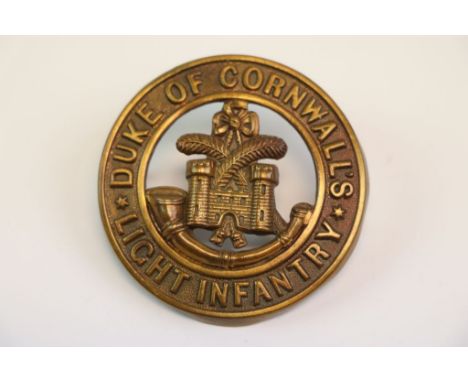 A Duke Of Cornwall Light Infantry Brass Helmet Plate Center Badge.
