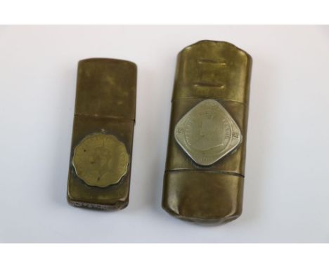 Two Vintage Military Brass Trench Lighters.