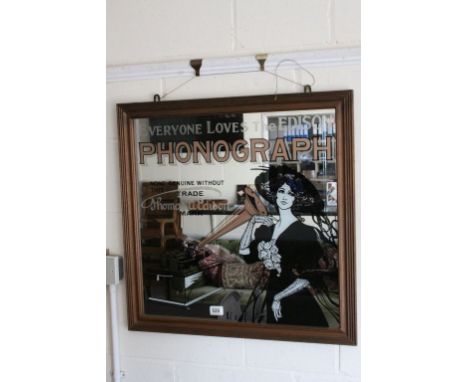Vintage style advertising mirror Edison Phonograph 
