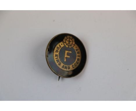 A Pre World War Two / WW2 Oswald Mosley's British Union Of Fascists For King And Country Party Members Enamel Pin Badge, Numb