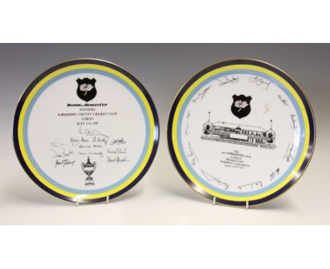 Cricket - Two Yorkshire County Cricket Coalport Ceramic Commemorative Plates the Last Yorkshire Team to play at Bramall Lane 
