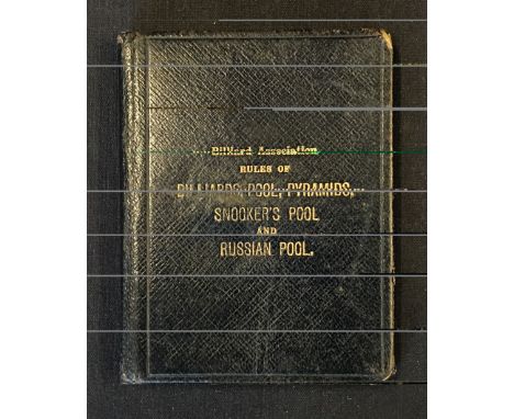Billiards - Billiard Association Rules of Billiards, Pool, Pyramids, Snooker's Pool and Russian Pool revised January 1909, Lo