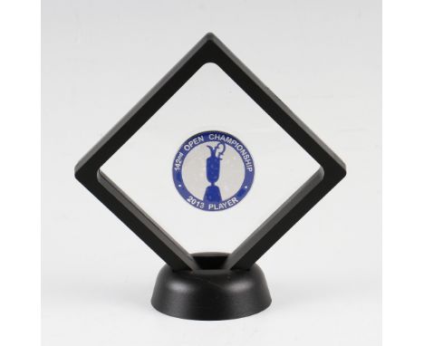 2013 Official R&A Open Golf Championship Players Enamel Badge - won by Phil Mickleson- played at Muirfield mounted and framed