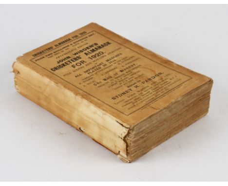Wisden Cricketers' Almanack 1920 - 57th edition - with wrappers and original photograph, wrappers discolouring with light soi
