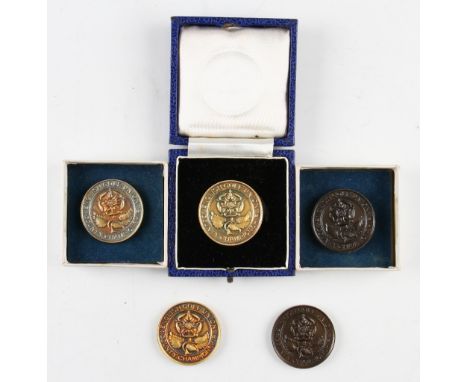 3x English Golf Union County Championship silver gilt medals -awarded to Yorkshire team member Sam Brough - 2x hallmarked Bir