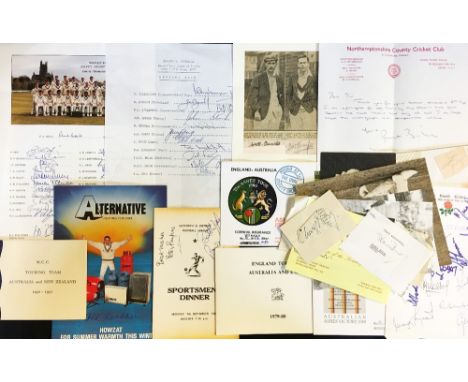 Cricket - Assorted Signatures and Signed items - including 1986 Australia v England Ashes first day cover signed by Mike Gatt