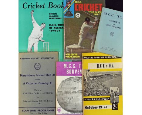 Cricket - M.C.C. Cricket Publications to include 1951 M.C.C. v A Victorian Country XI programme, 1962/3 M.C.C. v W.A. program