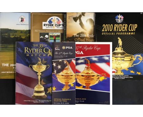 Collection of Ryder Cup and Walker Cup golf programmes to incl 5x Ryder Cup 1997 Europe 14.5 - USA 13.5 (Valderrama); 2004 Eu