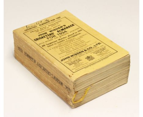 Wisden Cricketers' Almanack 1934 - 71st Edition - with wrappers and photograph, covers having light fading and wear, with nam