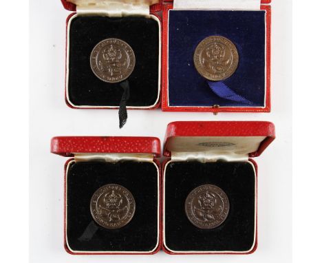 4x England Full International Amateur Golf Team bronze participation medals - awarded to Sam Brough from 1952-1959 - 3x engra
