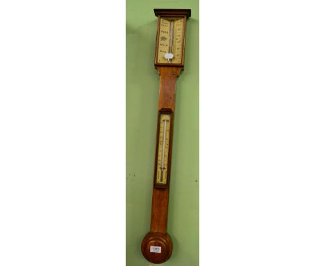 A Reynolds and Branson, Leeds, oak stick barometer