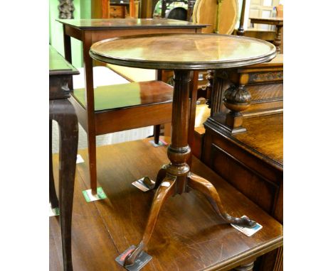 A George III mahogany tilt top tripod table together with a two tier washstand of a similar date