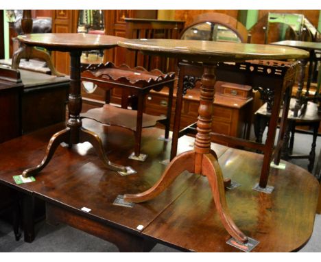 Two tilt top tripod tables 