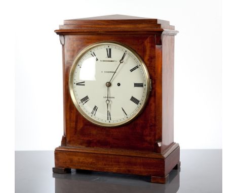 WILLIAM IV MAHOGANY BRACKET CLOCK
maker C. Shepperd of London, with fusee movement, the case with sarcophagus caddy top, on b