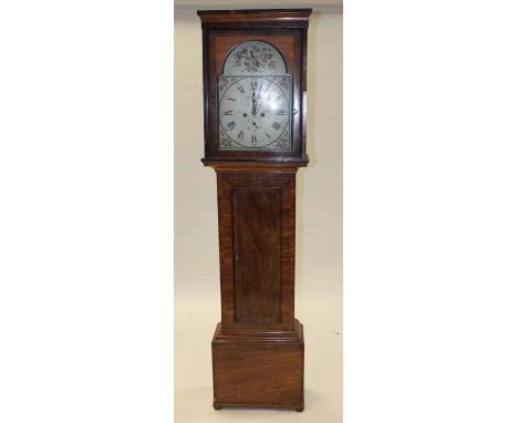 EARLY 19TH CENTURY MAHOGANY LONGCASE CLOCK
maker Liddell of Johnstone, with arched enamel Roman and Arabic dial, subsidiary s