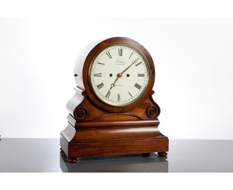 WILLIAM IV ROSEWOOD MANTEL CLOCK
maker Frodsham of Gracechurch Street, London, circular Roman dial, the twin fusee movement s