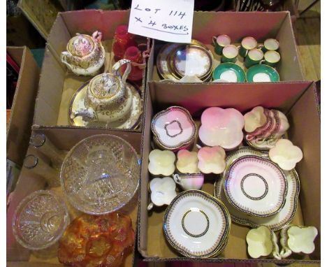 A Coalport tea service, comprising: trios, sugar bowl and cake plate, together with a small coffee service and other mixed ch