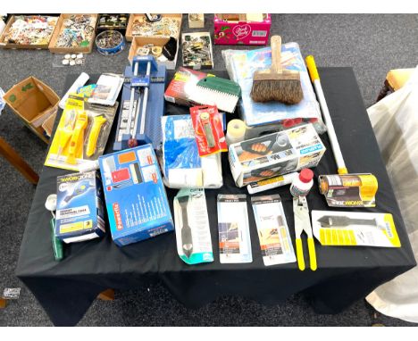 Large selection of assorted tools/ diy equipment includes tile cutter, Work Zone, Power fix etc 