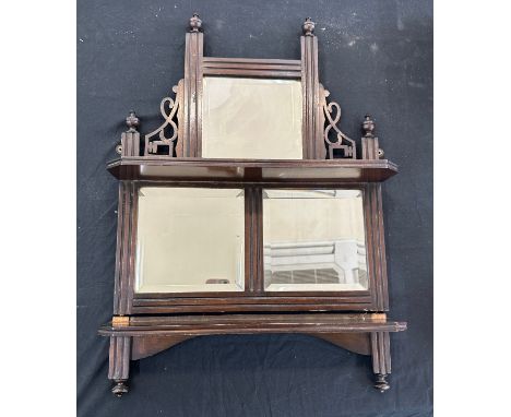 Edwardian walnut wall hanging mirror in need of restoration measures approx 24 inches tall by 16.5 inches wide 