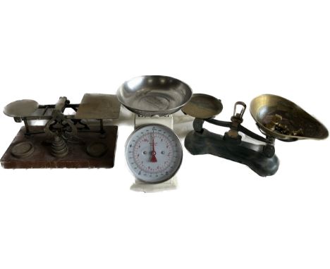 Selection of vintage kitchen scales, letter scale 