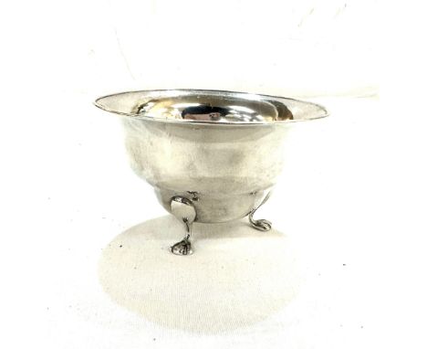 Hallmarked silver 3 legged trinket bowl, total weight 79grams 