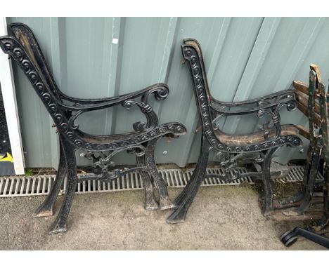 2 pair of cast iron bench ends 