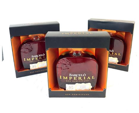 3 new and sealed boxed bottles of Barcelo Imperial Ron Dominicano Rum 