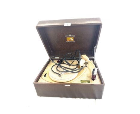 Vintage cased his master voice record player, untested 