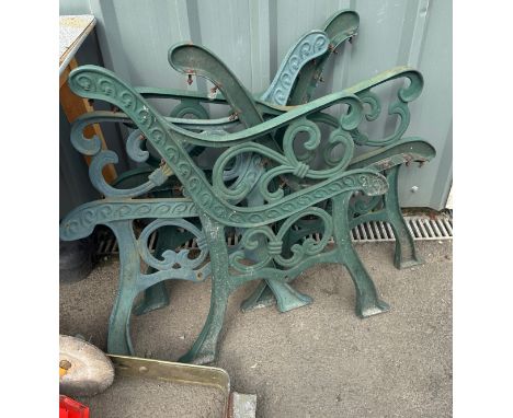 2 Pairs of cast iron bench ends 