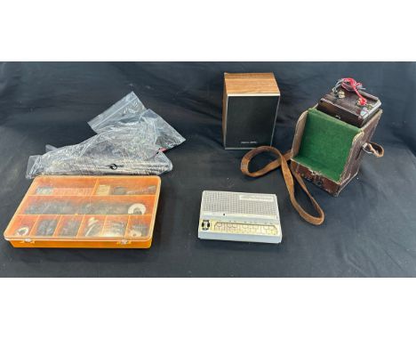 Selection of electrical items includes speaker, clock parts etc 