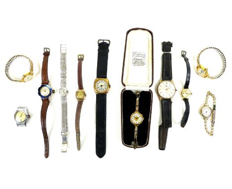 A group of eleven Edwardian and later lady's and gentleman's wristwatches, comprising an Art Deco 9ct gold cased lady's wrist