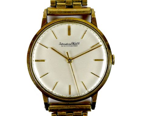 An IWC International Watch Co Schaffhausen 9ct gold cased gentleman's wristwatch, circa 1965, signed circular silvered dial w