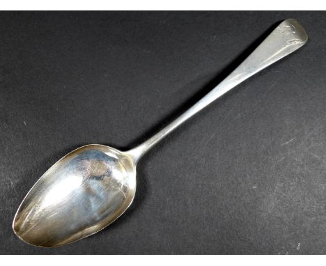 A George III silver old English pattern table spoon, with indistinct monogram to its finial, Samuel Godbehere, Edward Wigan &