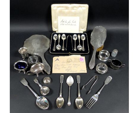 A collection of Victorian and later silver, including a cased set of George VI teaspoons,  James Dixon &amp; Sons Ltd. Sheffi