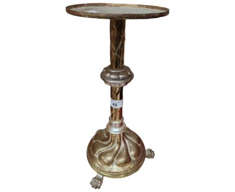 TALL ANTIQUE ECCLESIASTICAL BRASS CANDLESTICK CLAWFEET