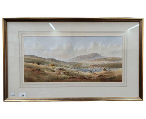 R B HIGGINS WATERCOLOUR - REAR OF MUCKISH, DONEGAL 54CM X 25CM 