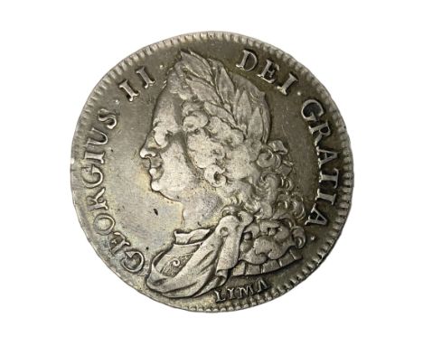 George II 1745 halfcrown coin, Lima below bust