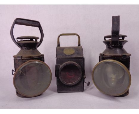 RAILWAY &amp; TRANSPORT LAMPS, A PAIR marked B. R and another, 1941 S N L W Ltd