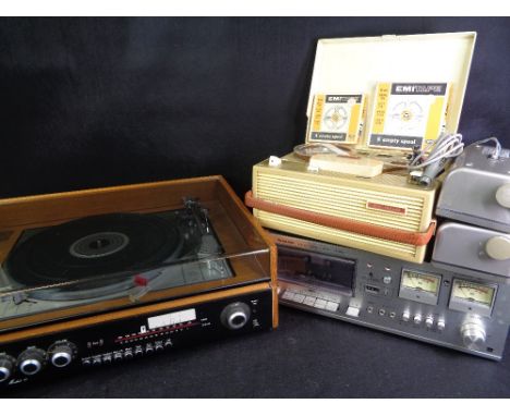 STEREO EQUIPMENT - vintage Goodmans Module 80 turntable and tuner, Sharp tape deck, Stella phone reel to reel recorder, acces