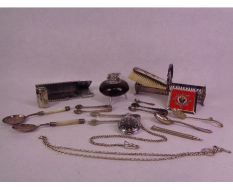 VINTAGE TABLE LIGHTER, pocket watch, other white metalware, ETC