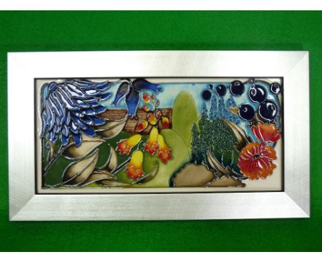 MOORCROFT unknown design trial piece tile possibly by Vicky Lovatt - depicting a walled garden with fruit and flowers in orig