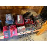 Lot of Assorted Battery Chargers & Batteries
