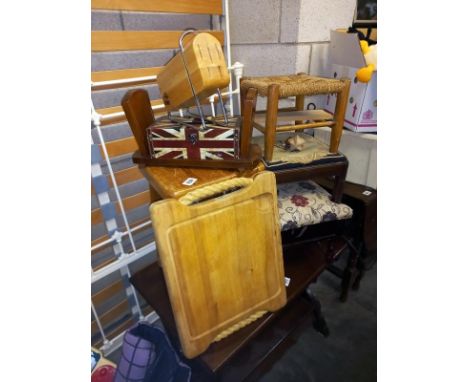 4 vintage footstools and a bookshelf.&nbsp;Collect Only.